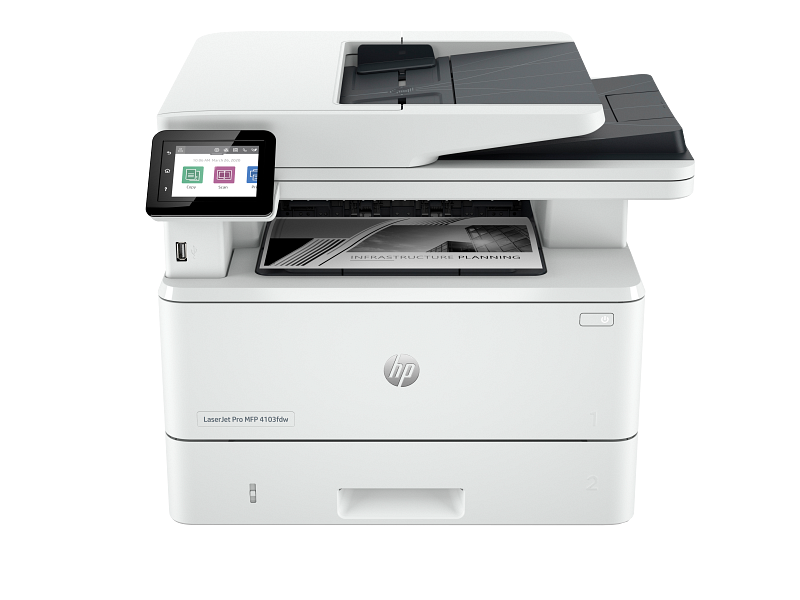 HP LaserJet Pro MFP 4103fdw – Mono Laser, 4-in-1, Wireless, Duplex, 40 ppm, White