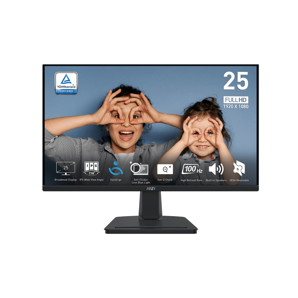 MSI PRO MP251 E2 – 24.5″ FHD IPS Monitor, 120Hz, Adaptive-Sync, HDR, HDMI/DP/VGA