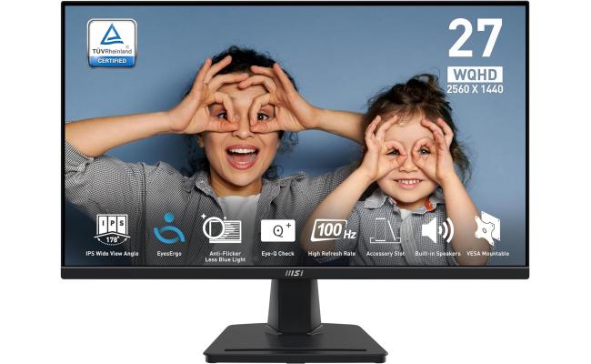 MSI PRO MP275Q – 27″ QHD IPS Monitor, 100Hz, HDR, HDMI/DP, Speakers