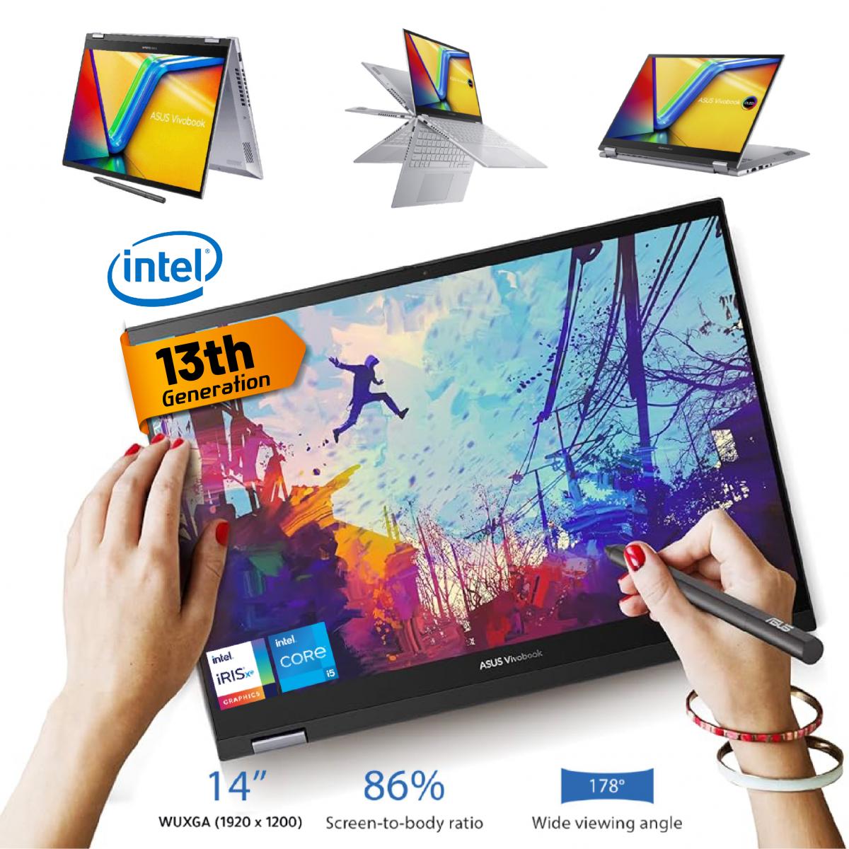 ASUS Vivobook S 14 Flip – i7-13700H, 16GB RAM, 512GB SSD, 14″ WUXGA Touch, Stylus